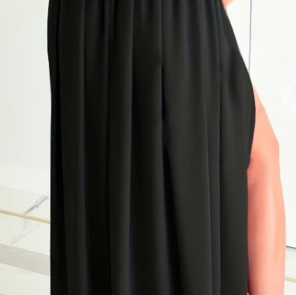 3/10 NEW Black Wrap Around Midi Dress Flutter Sleeves Tie Belt SHEIN - Picture 6 of 10